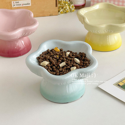 防溅防打翻护颈陶瓷高脚慢食碗