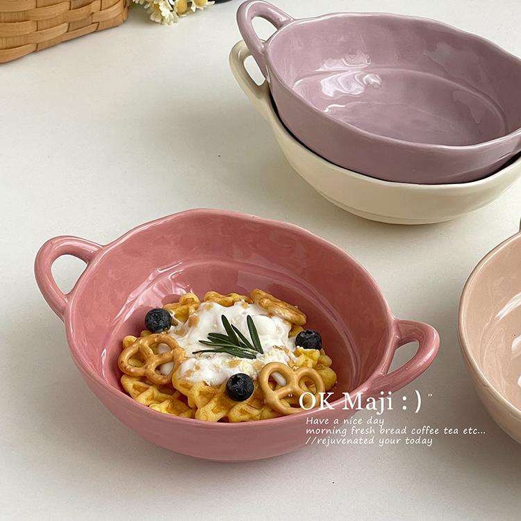 个人专用ins风陶瓷双耳碗