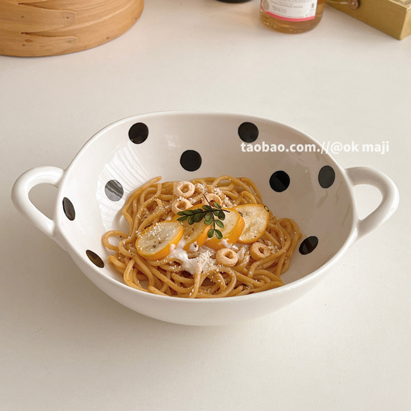 韩国ins风复古陶瓷双耳碗