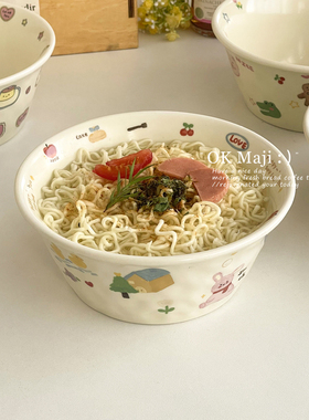 泡面碗大容量可微波炉加热家用大碗特别好看的陶瓷7英寸新款面碗
