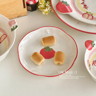 可爱精致釉下彩甜品盘