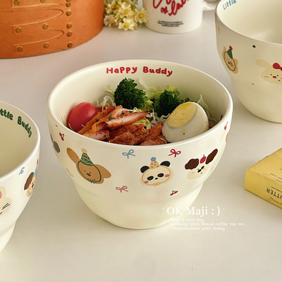 韩式奶油风陶瓷面条碗