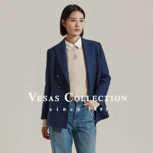 Vesas Collection海军风双排扣西服外套J1121
