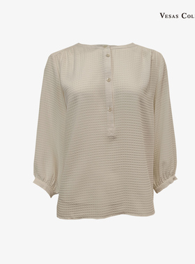 唯尚女装圆领长袖薄衬衫设计感2025年夏季新款高级感通勤宽松上衣