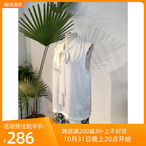 vesas collection唯尚女装无袖衬衫 法式雪纺衫气质小衫短款上衣