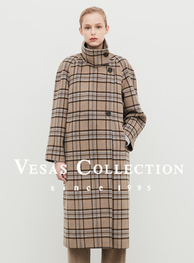 Vesas Collection双排扣复古羊毛双面呢大衣C1335