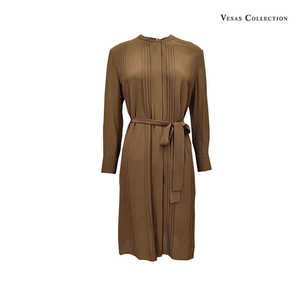 Vesas Collection D1278设计师款简约腰带桑蚕丝连衣裙可二穿