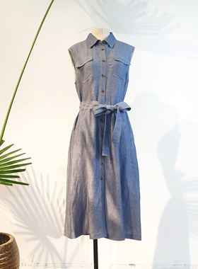 vesas collection唯尚女装连衣裙棉质气质高腰显瘦衬衫裙 女士