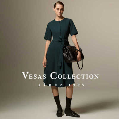 VesasCollectionD1423孔雀绿收腰