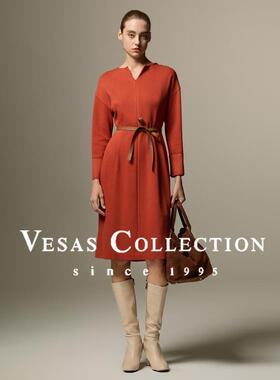 Vesas Collection D1236 设计师款UV领长袖连衣裙
