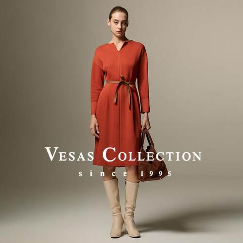 Vesas Collection D1236 设计师款UV领长袖连衣裙