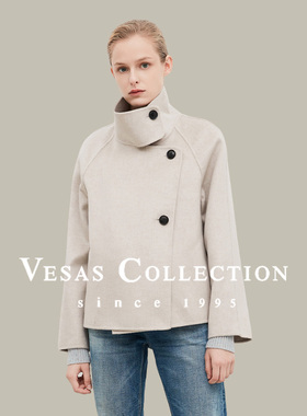 Vesas Collection挺括厚实纯羊毛原色双面呢大衣C1330