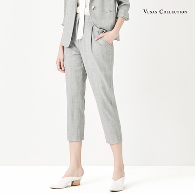 Vesas Collection 唯尚女装 立体压褶 高腰直筒休闲西裤