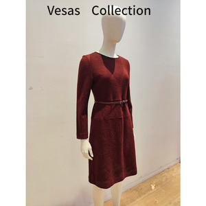 vesas collection唯尚女装连衣裙 法式通勤休闲高腰休闲裙 D1173