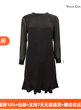 vesas collection D1153 自然系列 黑色拼袖连衣裙