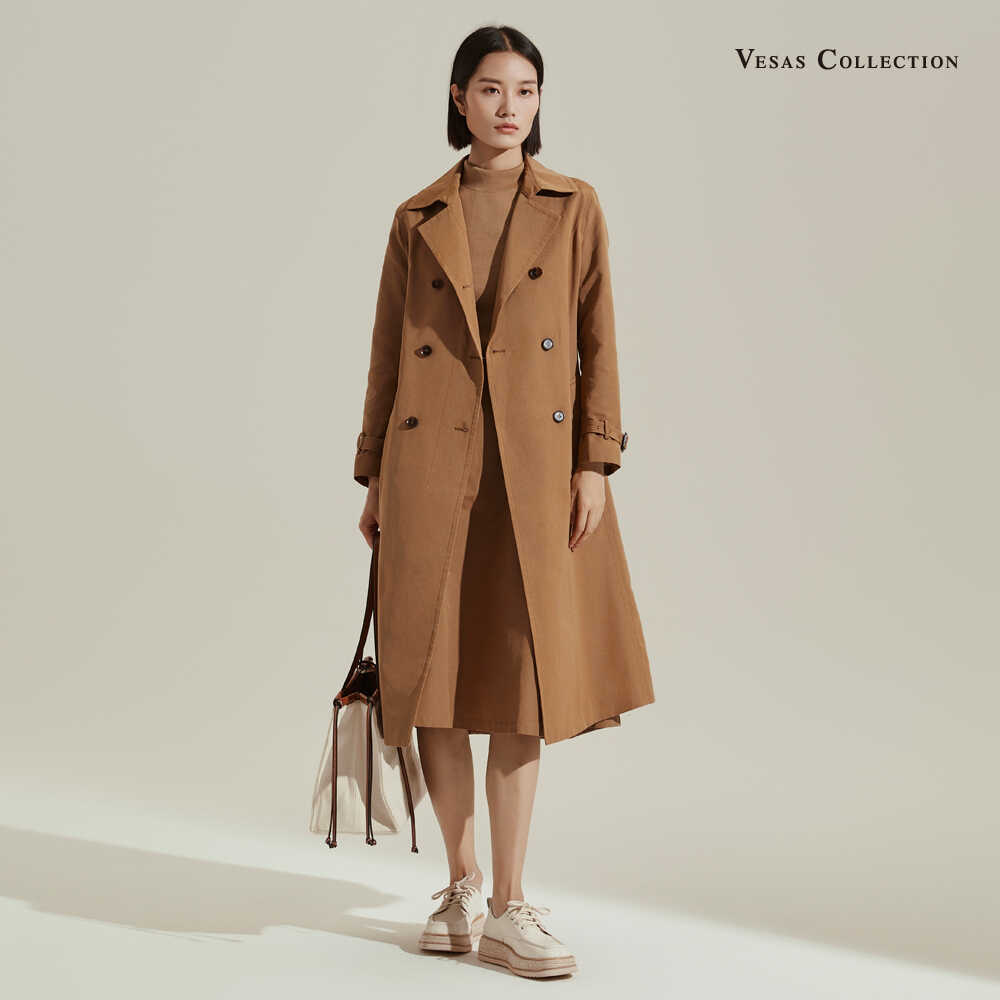 VesasA0305双排扣中长风衣