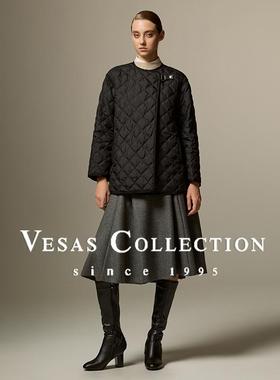 Vesas Collection新款经典时尚宽松黑色短款廓形棉服M0226