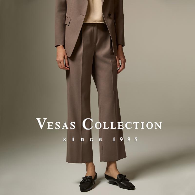 新款高级玫瑰灰色修身西装裤子