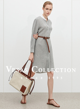 vesas collection D1332 设计师款拼接色连衣裙