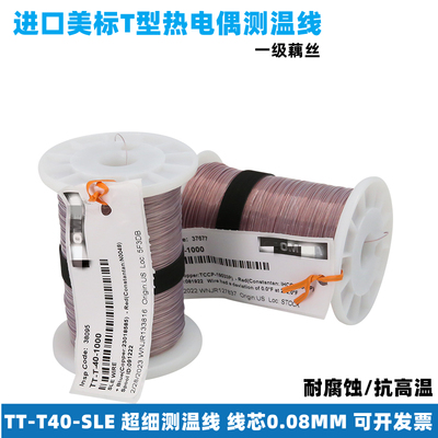 进口美标热电偶测温线TT-T40-SLE耐高温T型高精度感温线超细测温