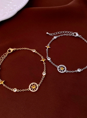 八芒星吊坠手链超闪锆石精致小众气质手环复古时尚百搭通勤手饰女