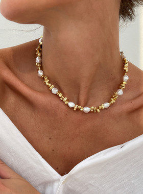 串珠锁骨链简约小众不规则