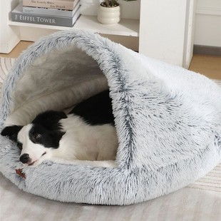 宠物冬天保暖可拆洗泰迪狗狗睡垫子半封闭式加厚大号贝壳狗窝猫床