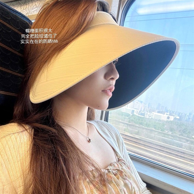超大檐黑胶UPF50+女款防晒帽