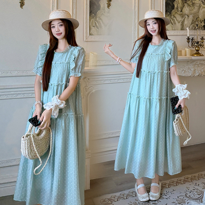 实拍~法式甜美连衣裙少女夏装2026新款大码女装仙女超仙森系长裙