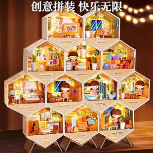 新款玩具儿童生日小屋微缩3d立体建筑装饰模型男女生pollypocket