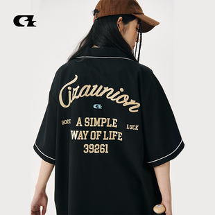 刺绣情侣嘻哈无性别宽松休闲开衫 ciza国潮牌夏季 衬衫 短袖 外套 新款