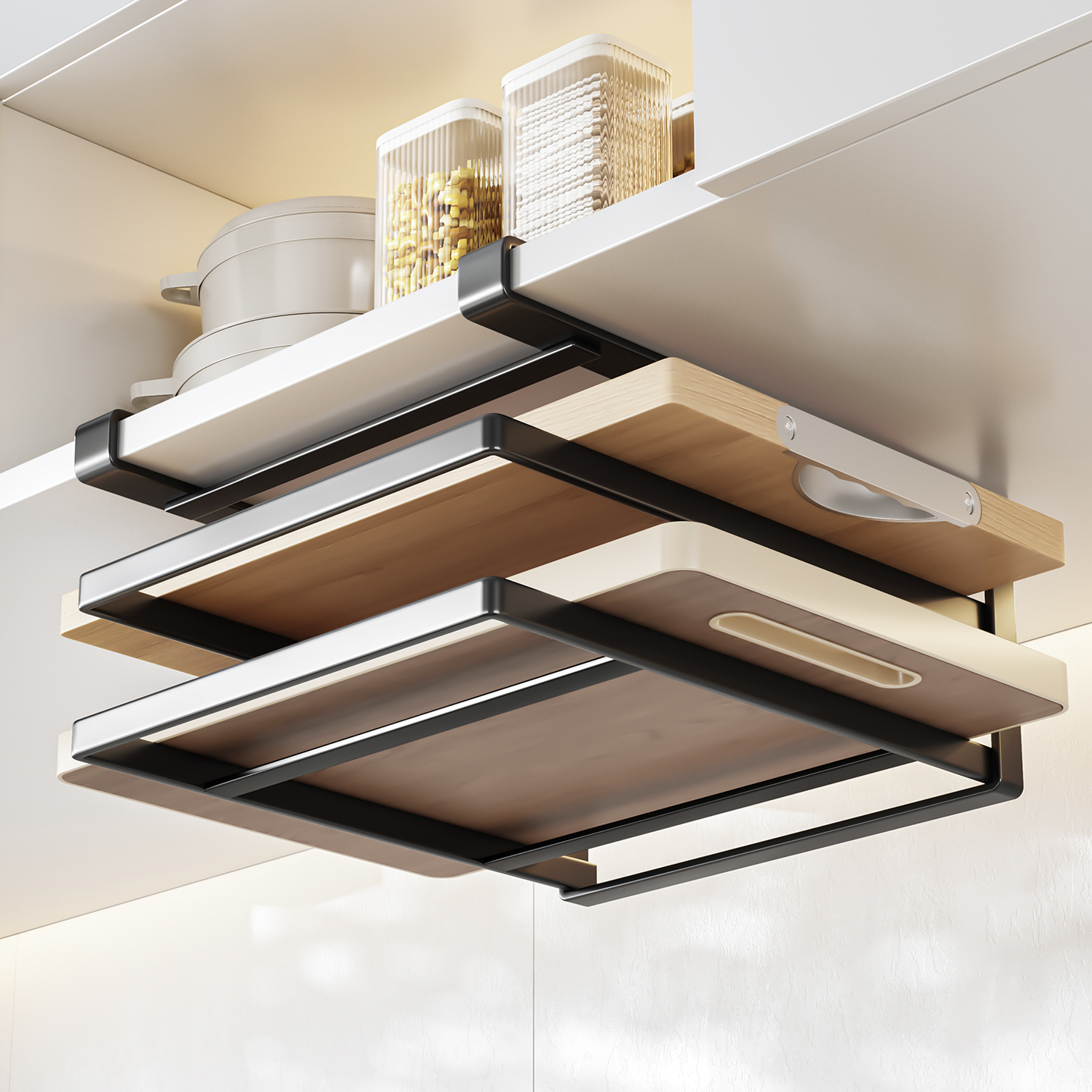 厨房橱柜下悬挂砧板架