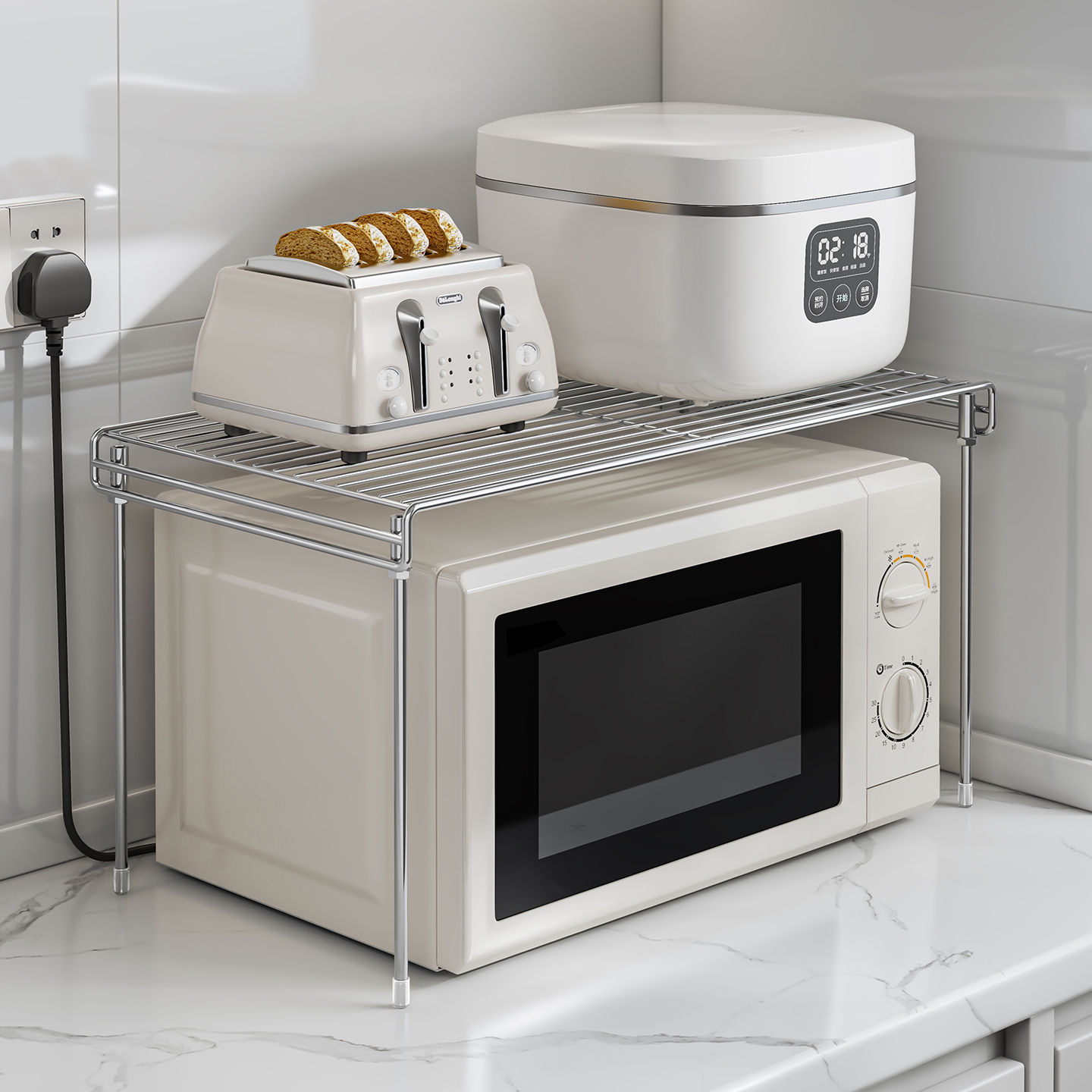 不锈钢厨房微波炉置物架