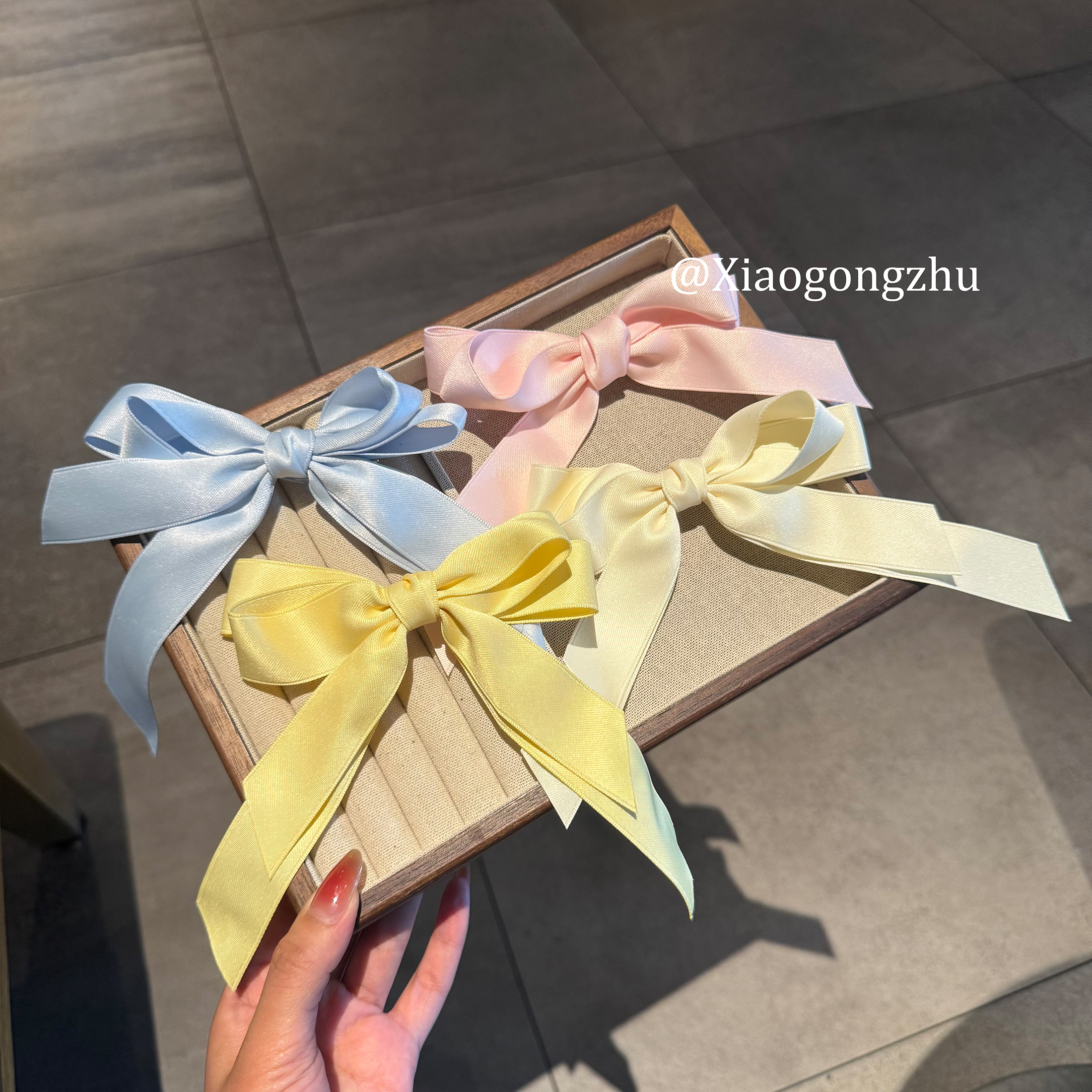 甜美成人法式弹簧飘带蝴蝶结芭蕾夹纯色发夹少女优雅风大号发饰