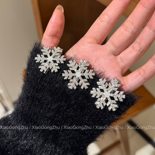 圣诞新年水钻雪花刘海发夹
