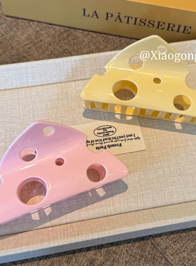 趣味芝士奶酪抓夹女夏天盘发发夹可爱鲨鱼夹子半扎发发抓头饰发卡