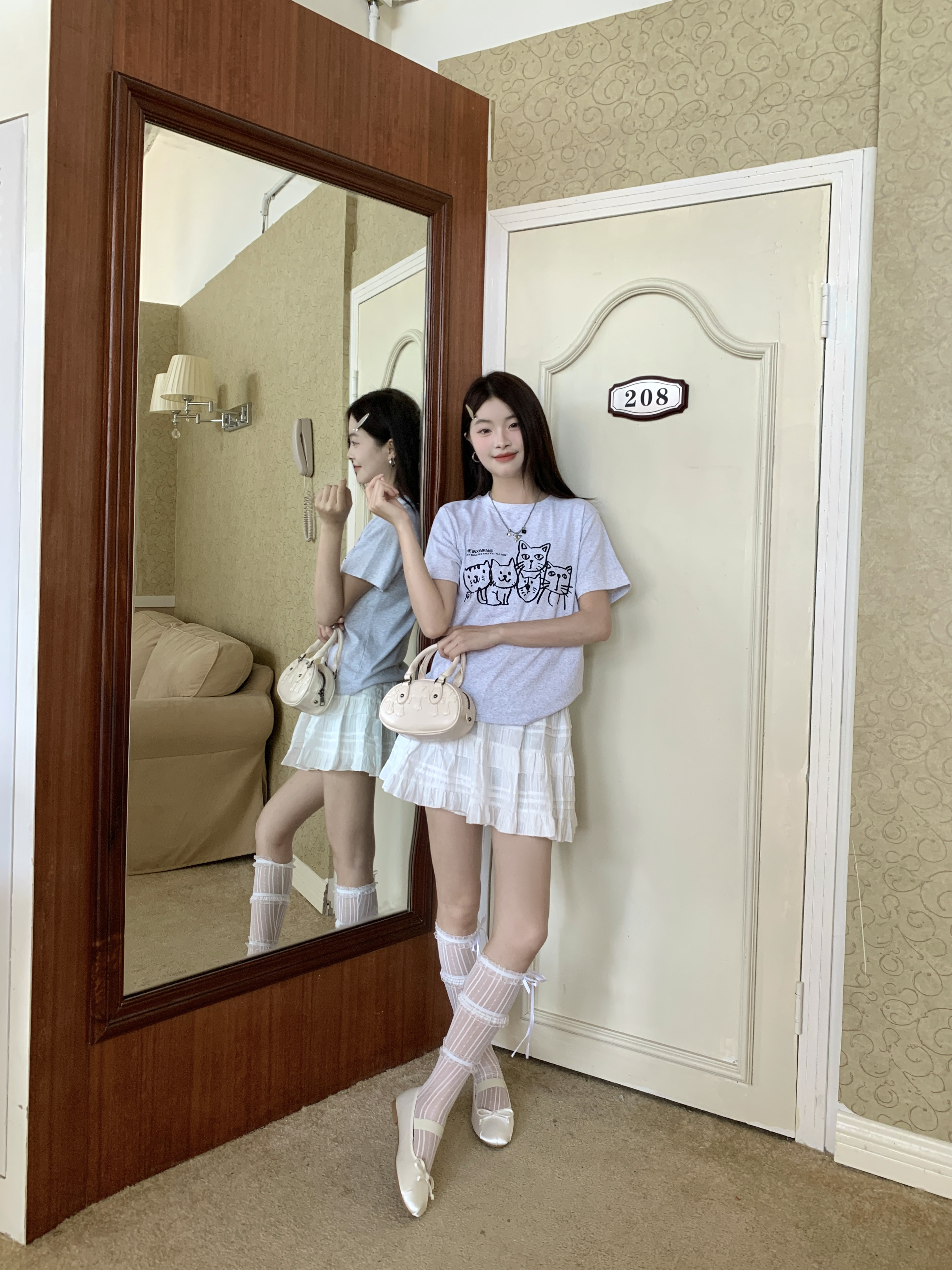 短袖青春流行常规印花纯棉女