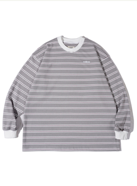 rodless重磅320g刺绣条纹长袖T恤宽松秋季百搭国潮情侣款