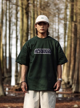 rodless立体发泡夏季宽松335g短袖T恤刺绣百搭国潮牌情侣上衣Tee