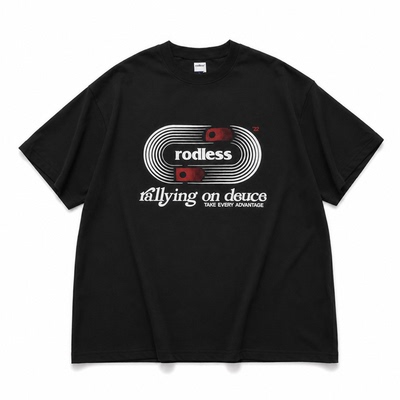 rodless26夏季趣味刺绣短袖宽松logo微绒感270gT恤百搭国潮牌情侣