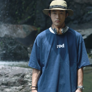 T恤国潮宽松情侣tee 短袖 rodless rod拼色cityboy胸前LOGO百搭夏季