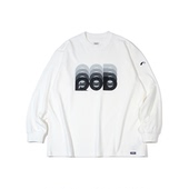 rodless重磅360g幻影文字印花长袖 百搭国潮牌情侣上衣 T恤宽松秋季