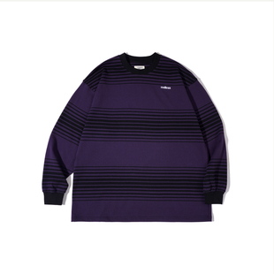 rodless重磅320g刺绣条纹长袖T恤宽松秋季百搭国潮情侣款