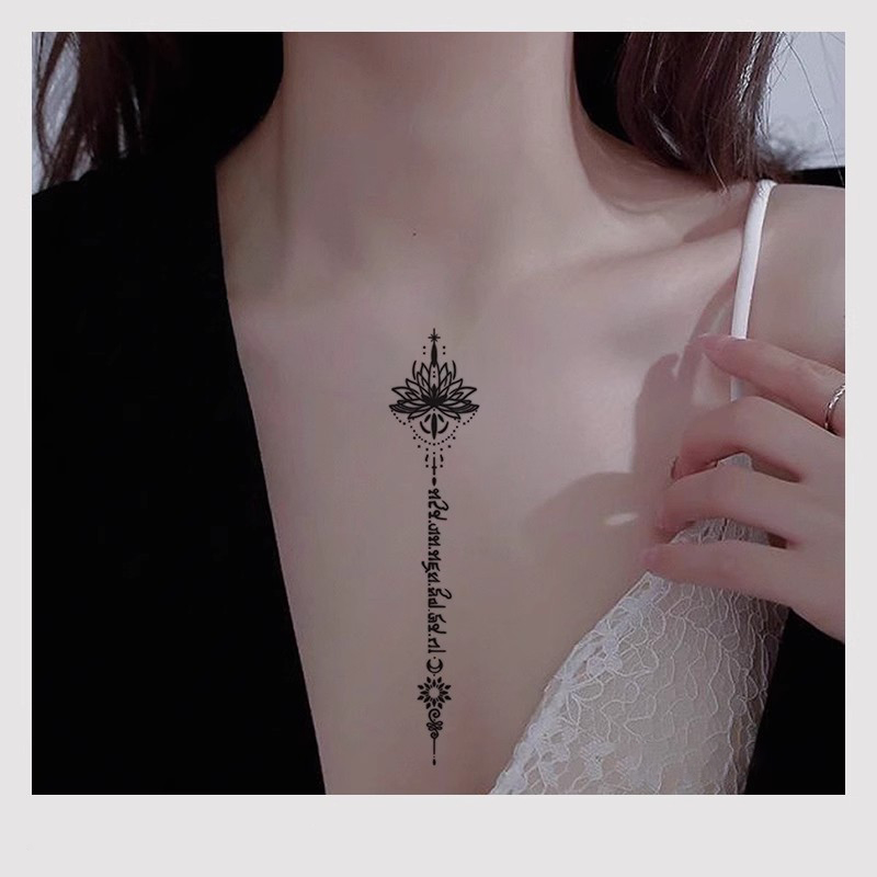 梵文莲花草本果汁纹身贴ins个性高级可水洗逼真男女仿真藏文刺青