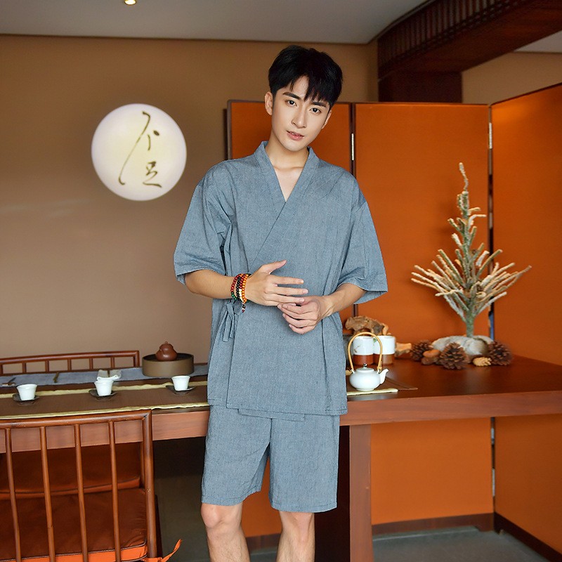 日本和服甚平男浴衣和风家居服棉