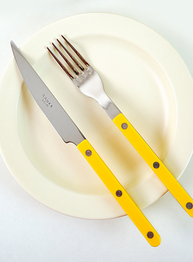 Sabre Paris法式牛排餐具刀叉套装西餐刀叉餐具叉子甜品勺子黄色