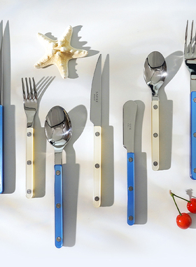 sabre paris新品珍珠白牛排刀叉西餐餐具刀叉套装法式高级勺子蓝