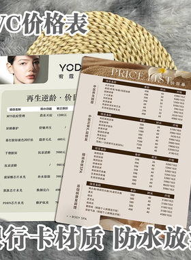 美容院塑封价格表定做PVC皮肤管理项目价目表定制美甲美睫美发价格表设计制作纹绣眉眼唇广告海报宣传画打印