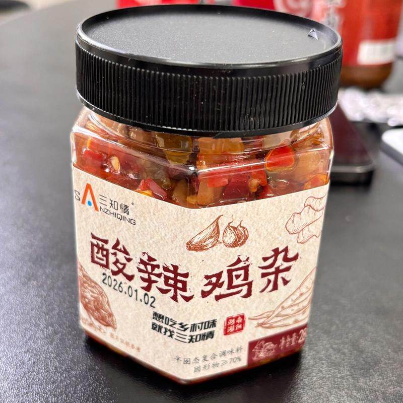 三知情酸辣鸡杂下饭菜泡菜湖南特产香辣开味菜罐装酸萝卜什锦即食