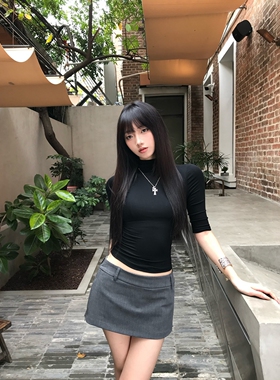 灰色半身裙纯欲辣妹包臀裙气质修身短裙大码女装春秋新款御姐半裙